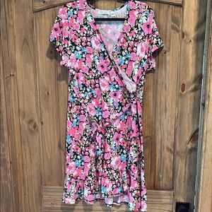 Rebel Sugar Floral Dress in Pink and Gray